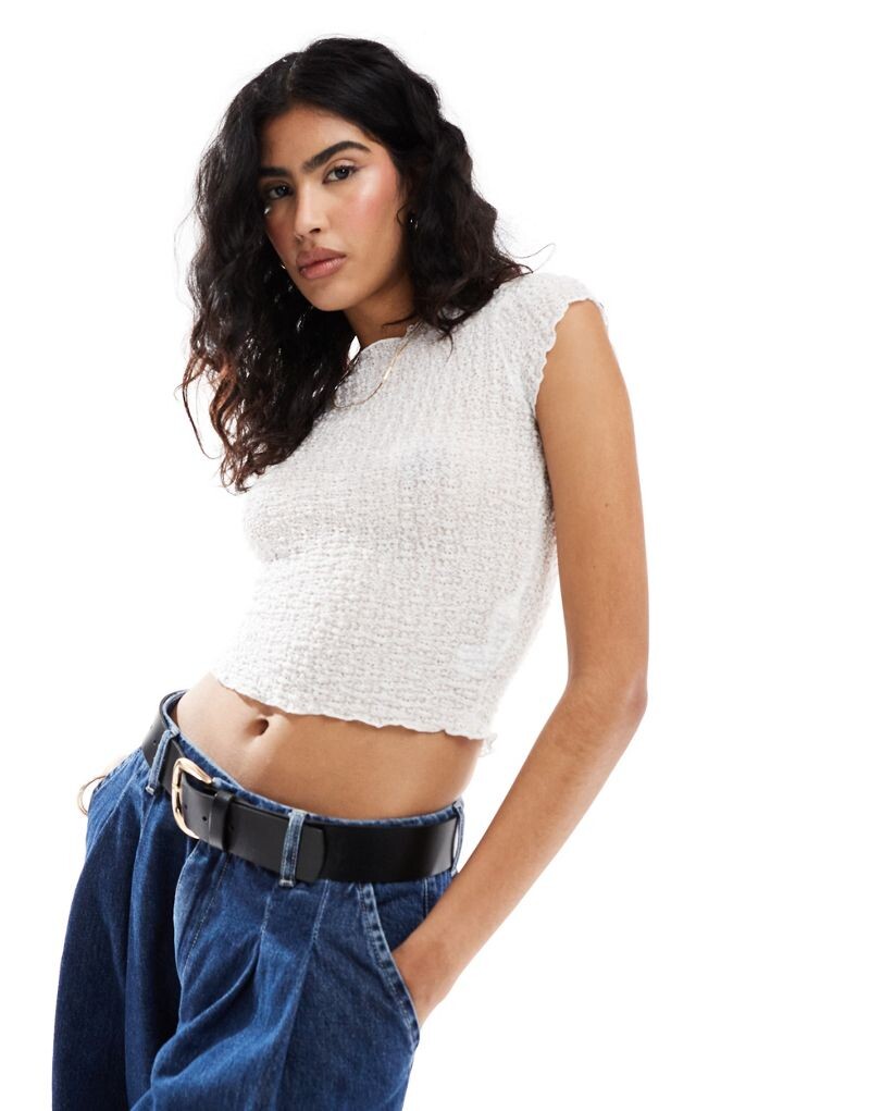 

Белая текстурированная детская футболка ASOS DESIGN