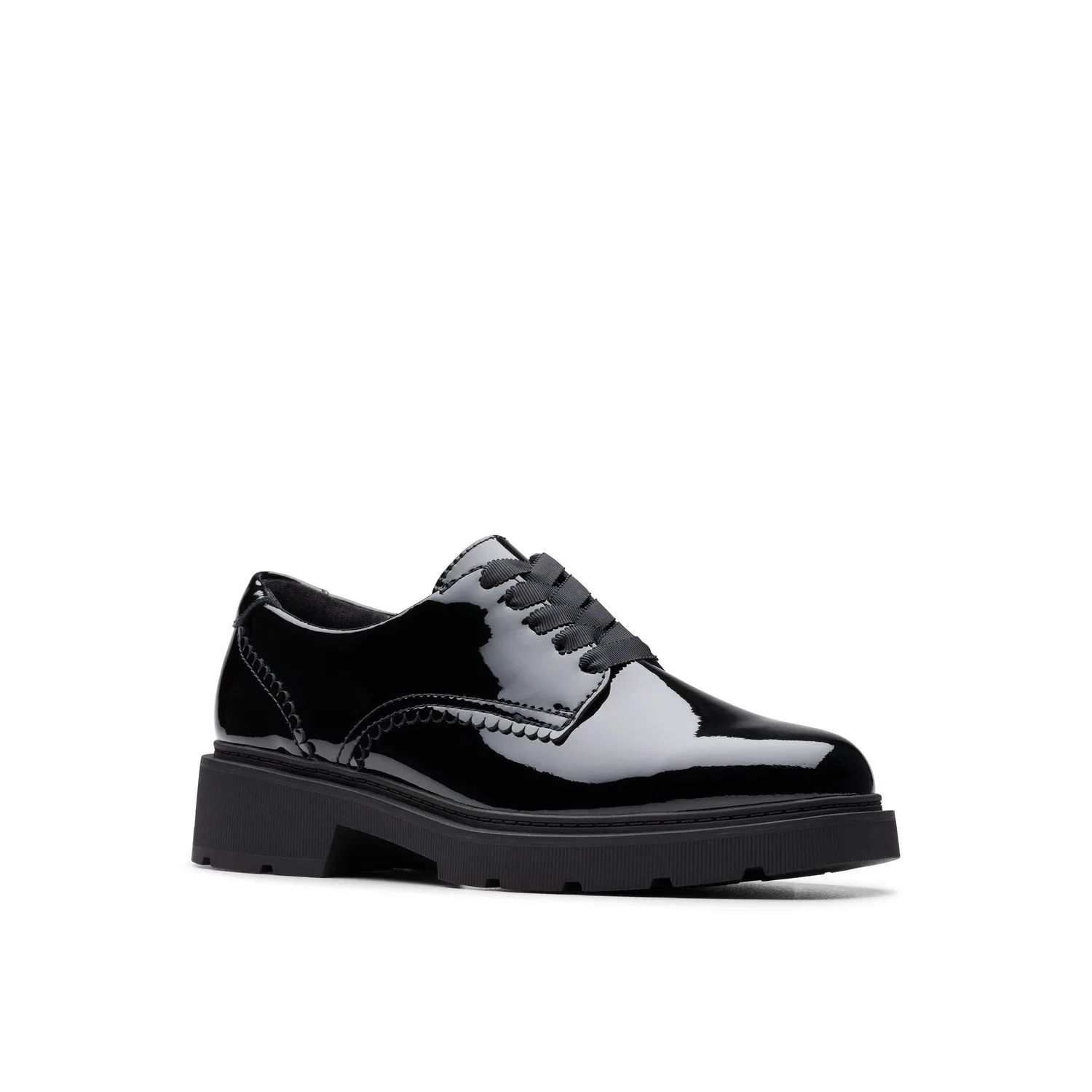 Детские дерби на шнуровке Clarks Eris Pure Youth черный Patent, черный — фото 4