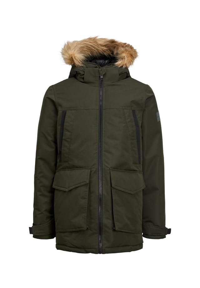 

Куртка парка ручной работы с капюшоном и молнией Jack & Jones, зеленый