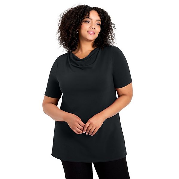 

Женский топ с коротким рукавом и капюшоном размера plus size Avenue, Black