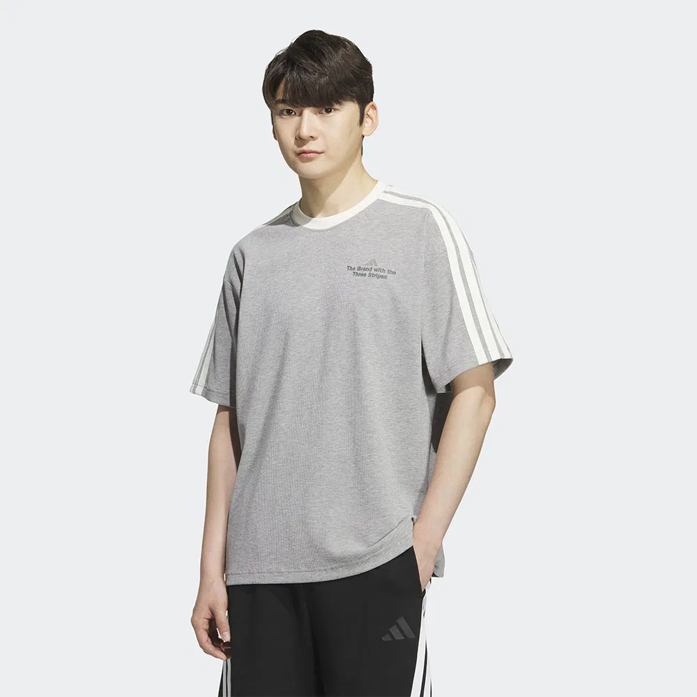 Мужская футболка свободного кроя с графическим принтом от Adidas, серый меланж