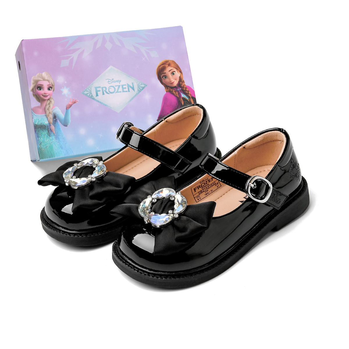 

Детские кожаные туфли серии Frozen Series с противоскользящей подошвой, амортизирующие и износостойкие. Disney, черный