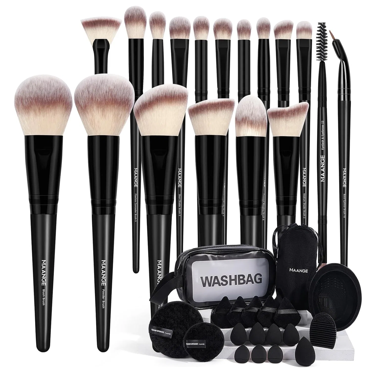 Набор кистей для макияжа MAANGE 37 предметов Maange, Black