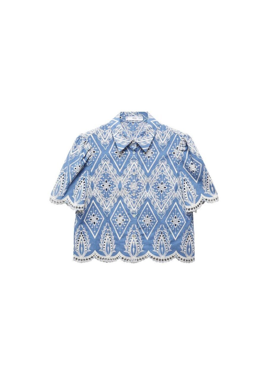 

Блузка с коротким рукавом MANGO Blouse Moore, королевский синий
