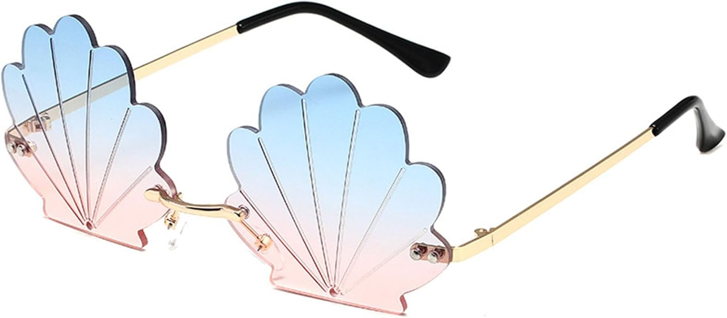 

Популярные солнцезащитные очки без оправы в форме ракушки, идеально подходящие для вечеринок и музыкальных фестивалей, ярких цветов, отлично подойдут для модных женщин CAZSTYK