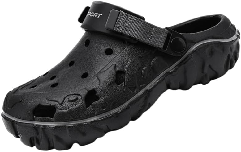 

Мужские массивные сабо с отверстиями- дышащие летние шлепанцы с быстросохнущей поверхностью, мягкой противоскользящей подошвой, легкие и прочные для повседневного ношения Clolinde, черный