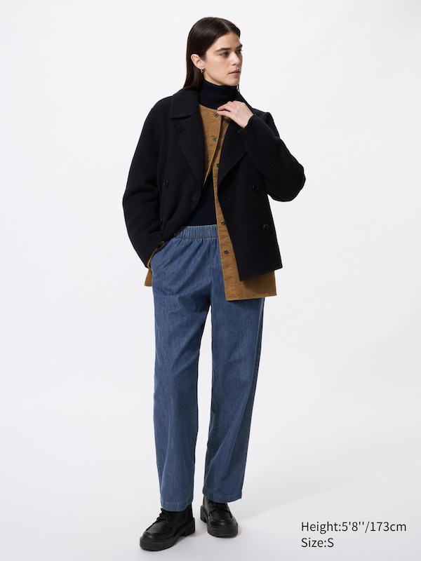 

Хлопковые брюки свободного кроя до щиколотки (под деним, удлиненные) Uniqlo, 67 blue