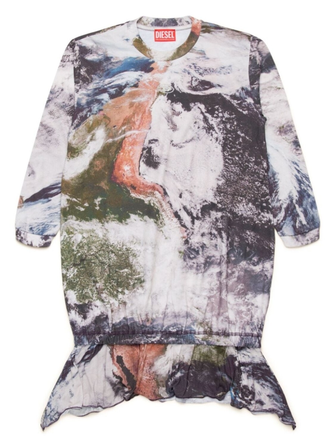 

Diesel Kids хлопковое платье с вышитым логотипом, серый