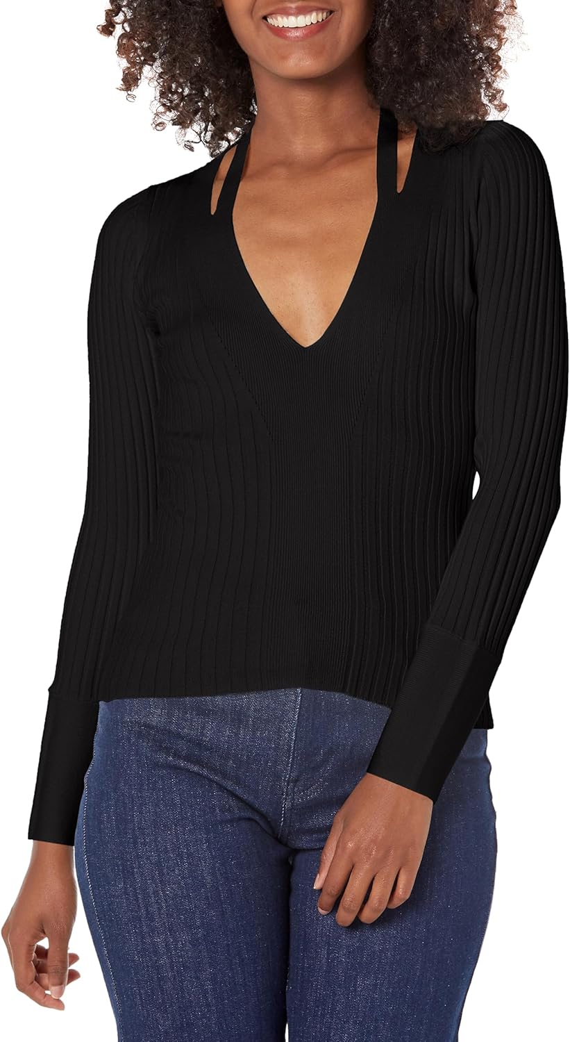 

GUESS Женский свитер с длинным рукавом и V-образным вырезом, Jet Black