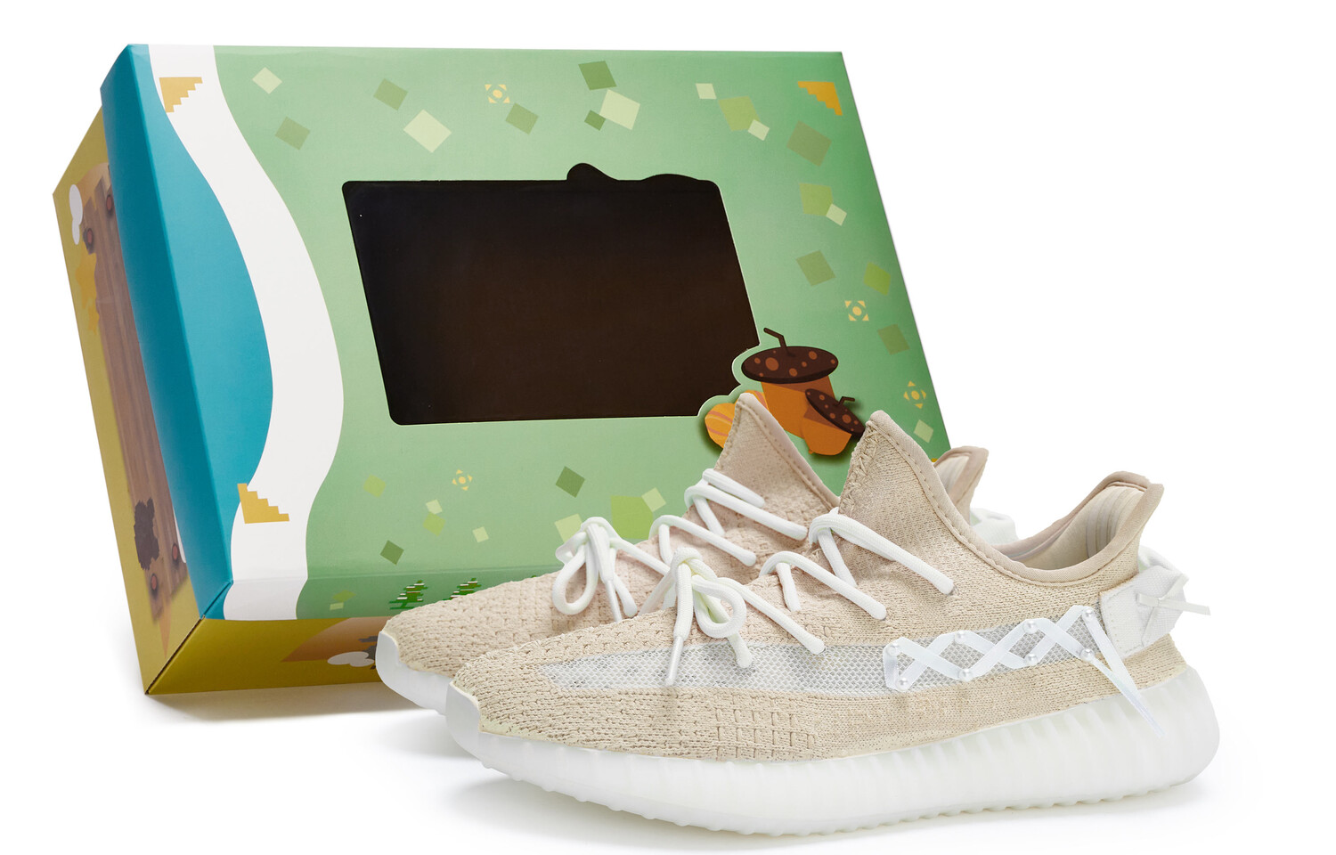 Кроссовки Yeezy Boost 350 V2 Lifestyle унисекс с низким верхом белого/коричневого цвета Adidas Originals