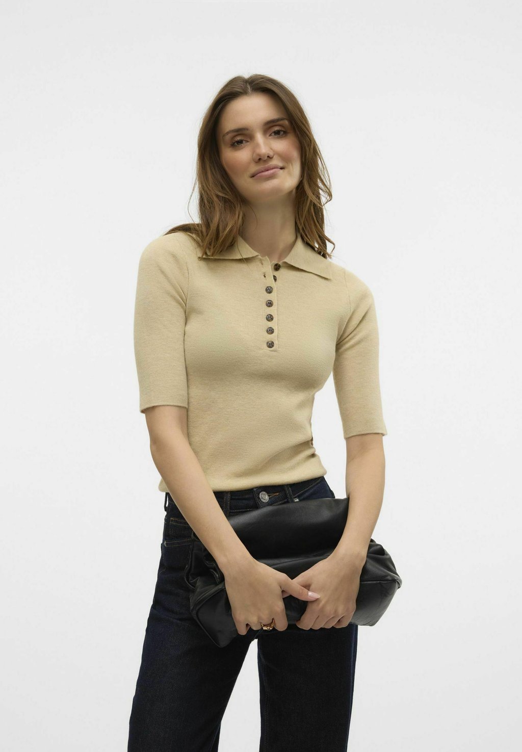 

Поло VMAUBREY Vero Moda, бежевый