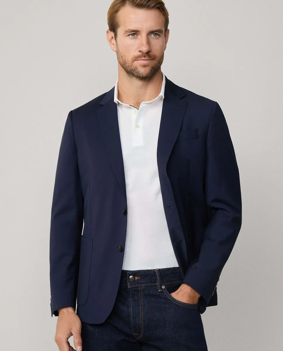 

Мужской пиджак из тропической шерсти Hackett, темно-синий