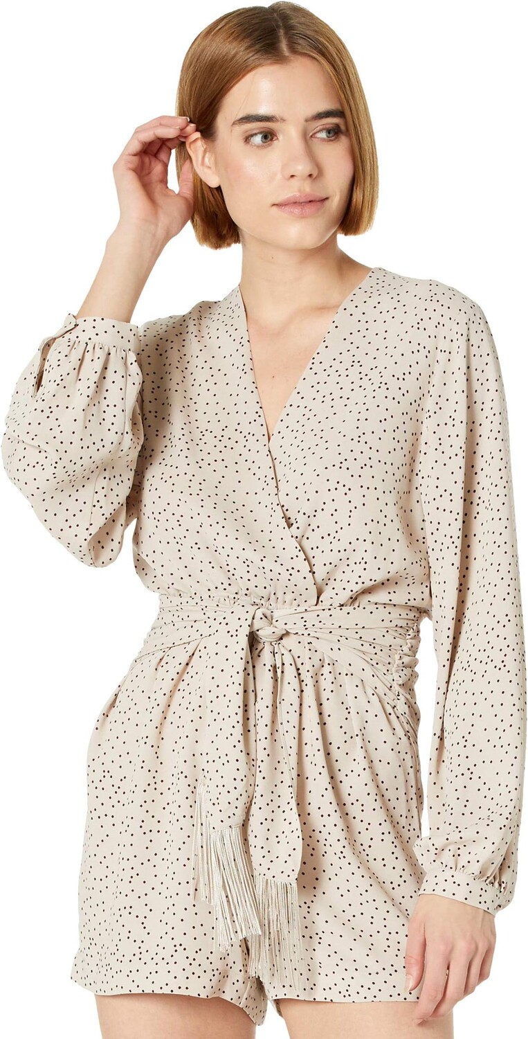 

Комбинезон BCBGMAXAZRIA Long Sleeve Romper with Fringe, цвет Tapioca