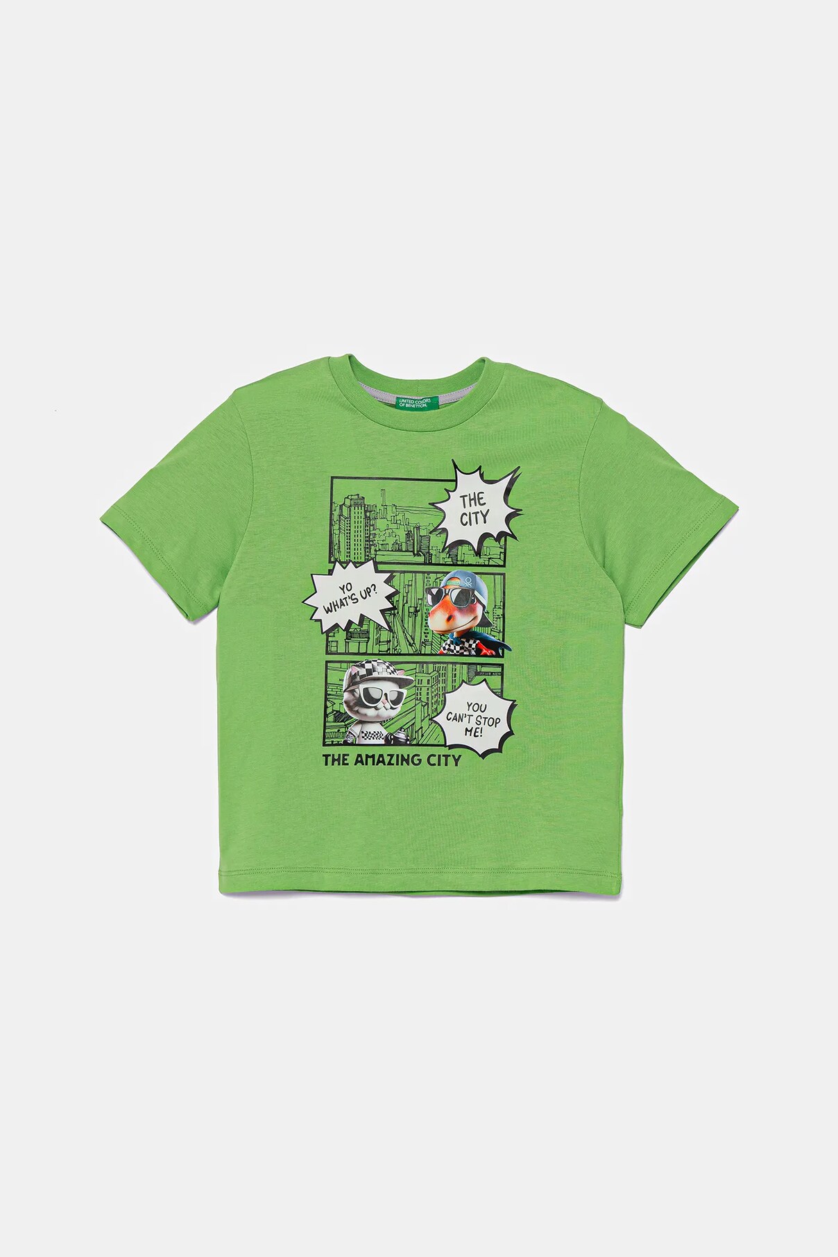 Футболка из хлопка для детей United Colors Of Benetton, зеленый — фото 2