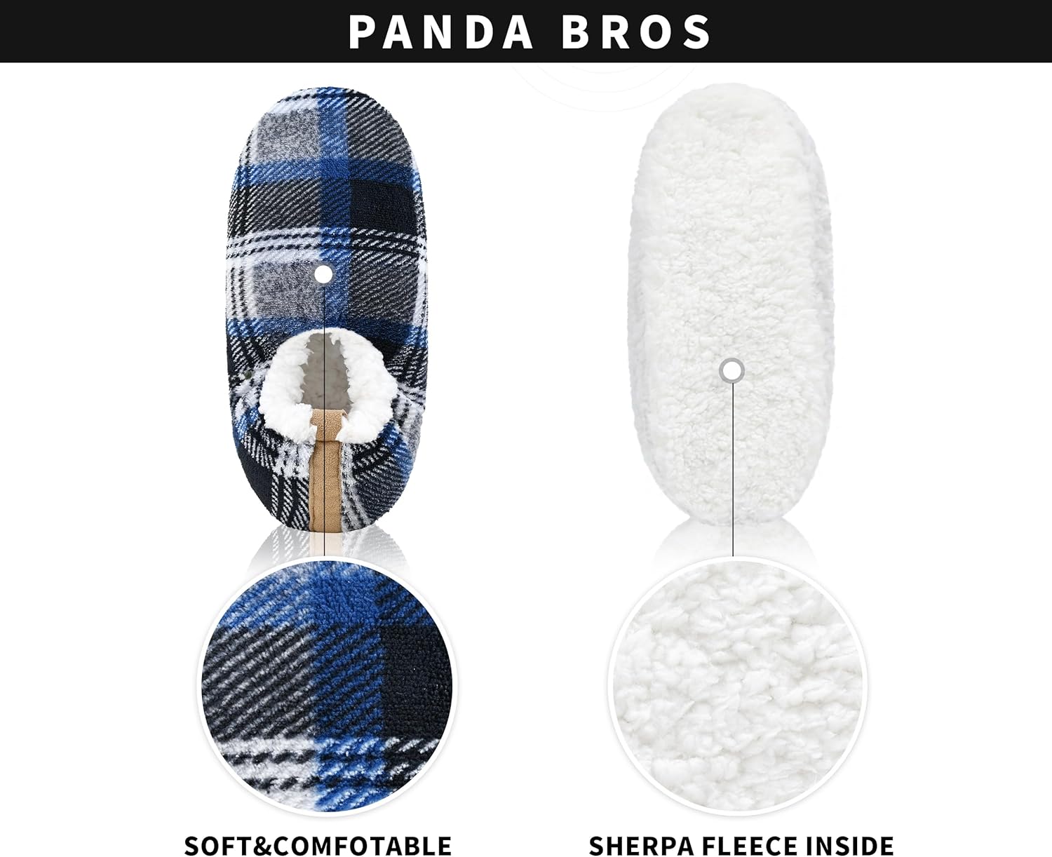 Мужские носки-тапочки Panda Bros, низкие, супер мягкие и теплые, для дома с противоскользящей подошвой, черный — фото 3