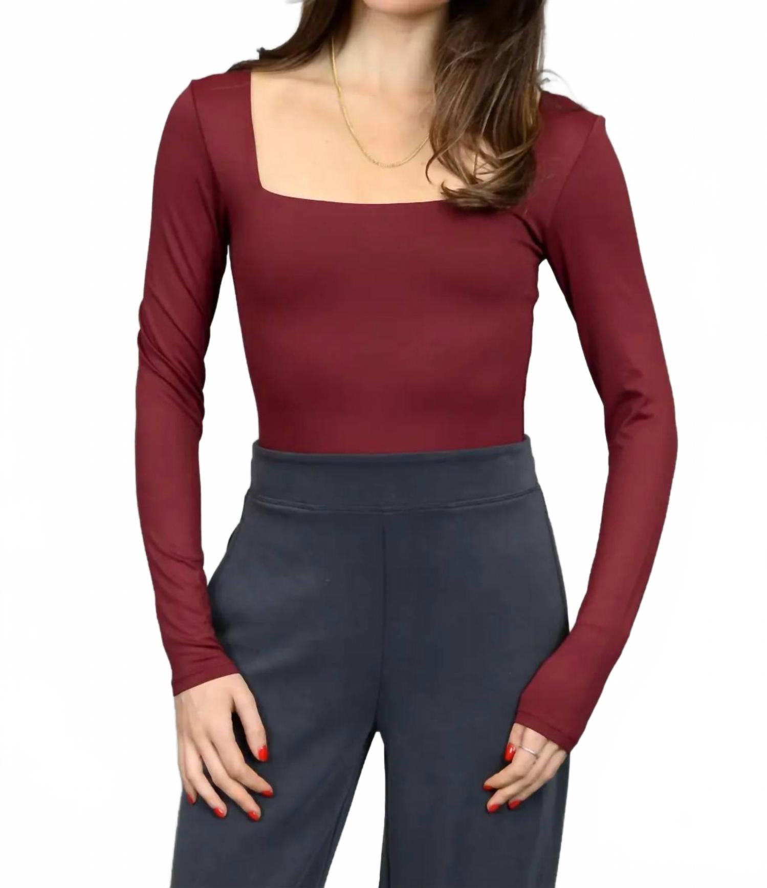 

Стаси перед и спина боди с квадратным вырезом в цвете оксблад RD International, Oxblood