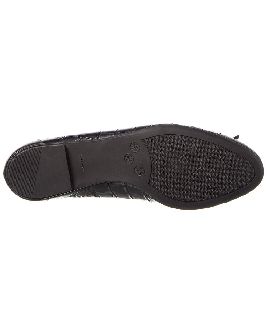 Французская подошва Cordelia Плоские туфли из кожи с тиснением под крокодила French Sole, черный — фото 4