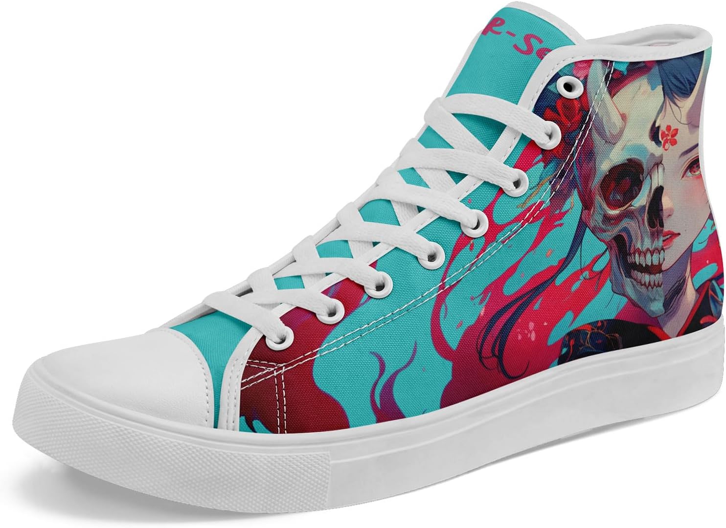 

Высокие кеды с черепом из холста для мужчин и женщин, панк-готический стиль, модные унисекс, стильные повседневные обувь с плоской подошвой Awsole, белый/красный/синий/зеленый/бежевый