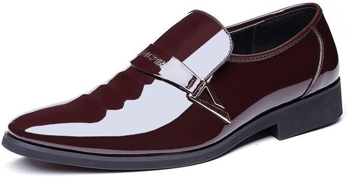 

Мужские свадебные туфли на застежке с острым носком из лаковой кожи, повседневные и официальные Waolsu, коричневый