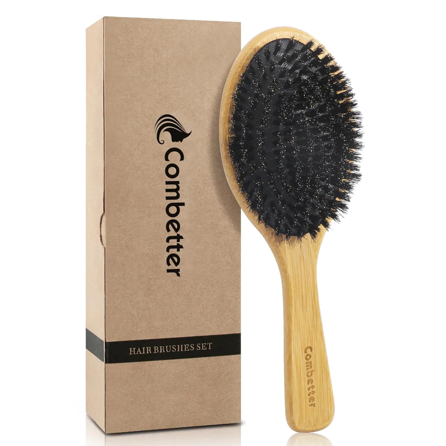 Щетка для волос с щетиной кабана, бамбук Combetter