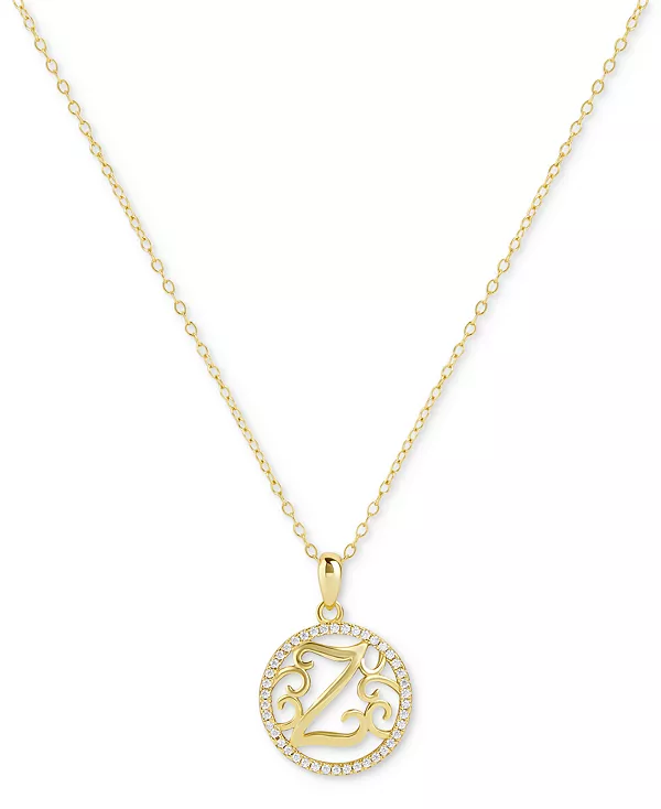 

Ожерелье с подвеской Z-монограммой из кубического циркония, 18 дюймов, из 18-каратного золота на основе стерлингового серебра, созданное для Macy's. Giani Bernini, gold