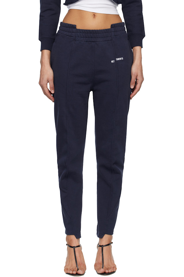 

Разрезанные спортивные штаны Vetements, темно-синий