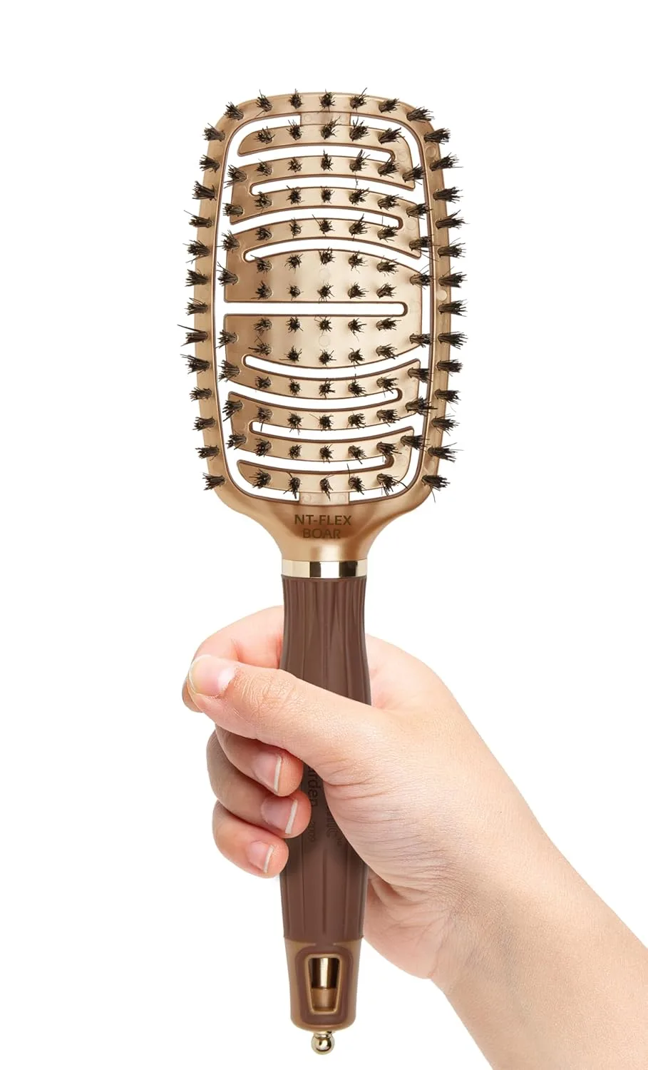 Расческа для волос Olivia Garden NanoThermic Ceramic + Ion Flex с плотным прилеганием к коже головы и вентиляцией 1 штука (1 шт.), Black, Brown, Gold — фото 3