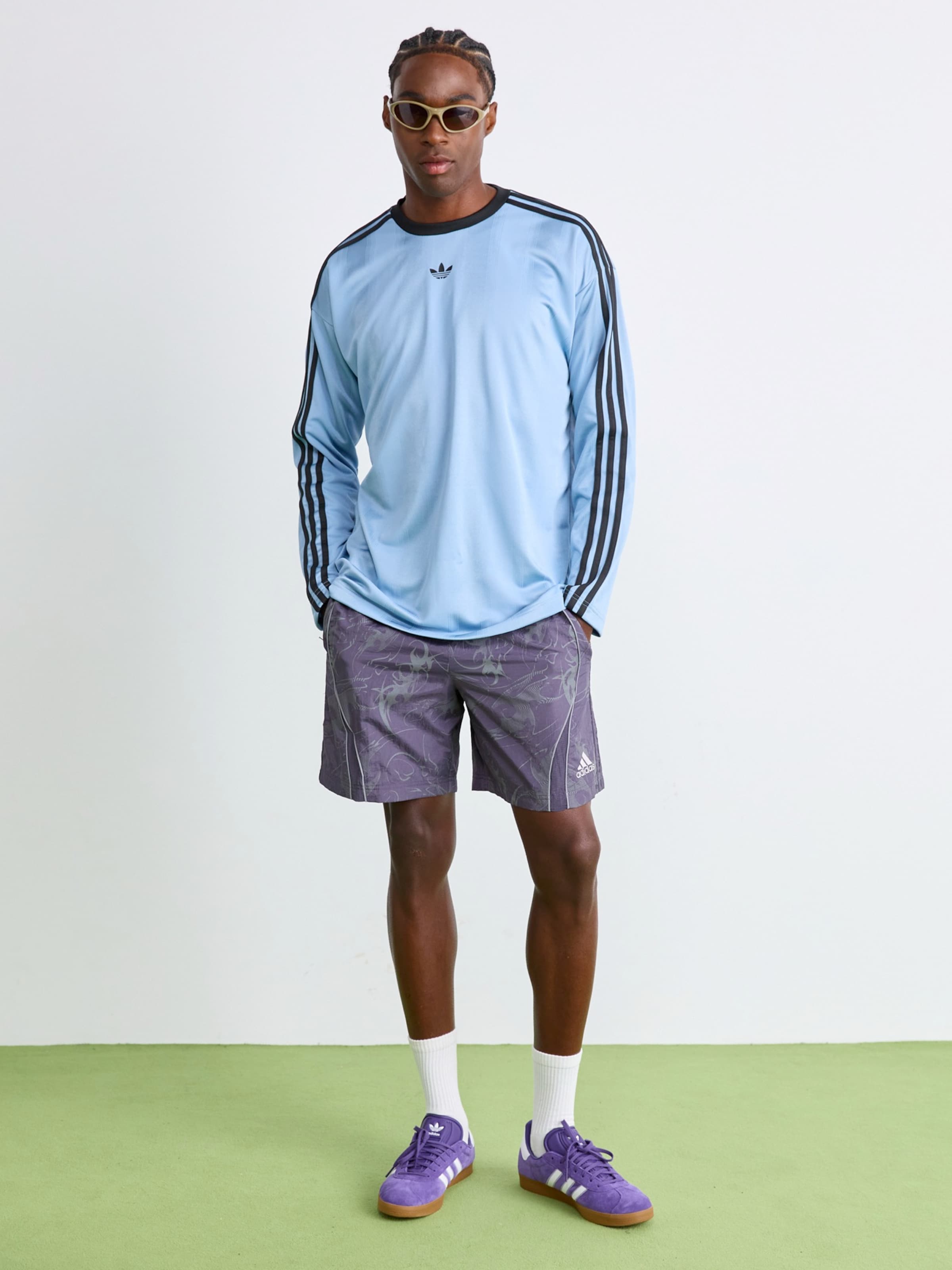 Adidas Originals Textil Лонгслив в светло-голубом цвете — фото 4