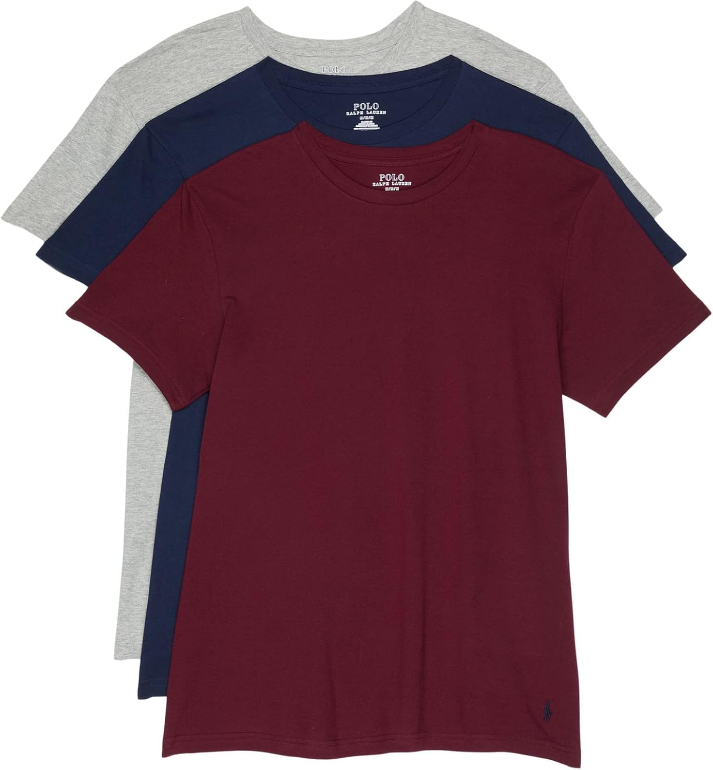 

Polo Ralph Lauren Нижнее белье Мужская Классическая посадка Хлопковая Футболка Crew 3 шт, Classic Wine/Cruise Navy/Andover Heather