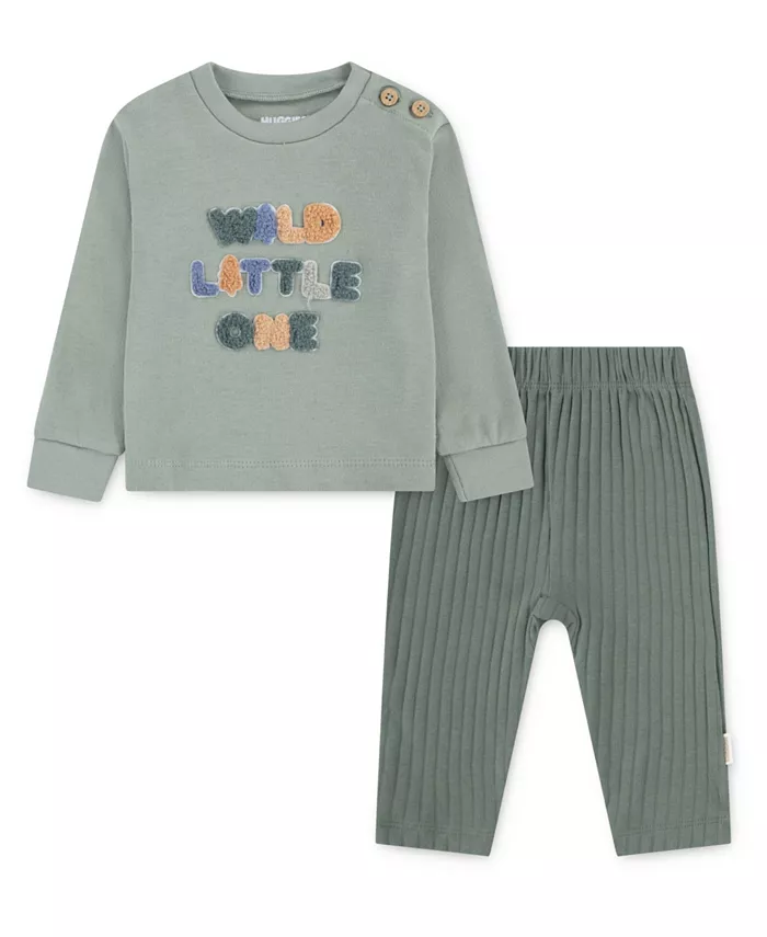 

Комплект для мальчиков из двух предметов: топ с длинными рукавами и штанишки Huggies, зеленый