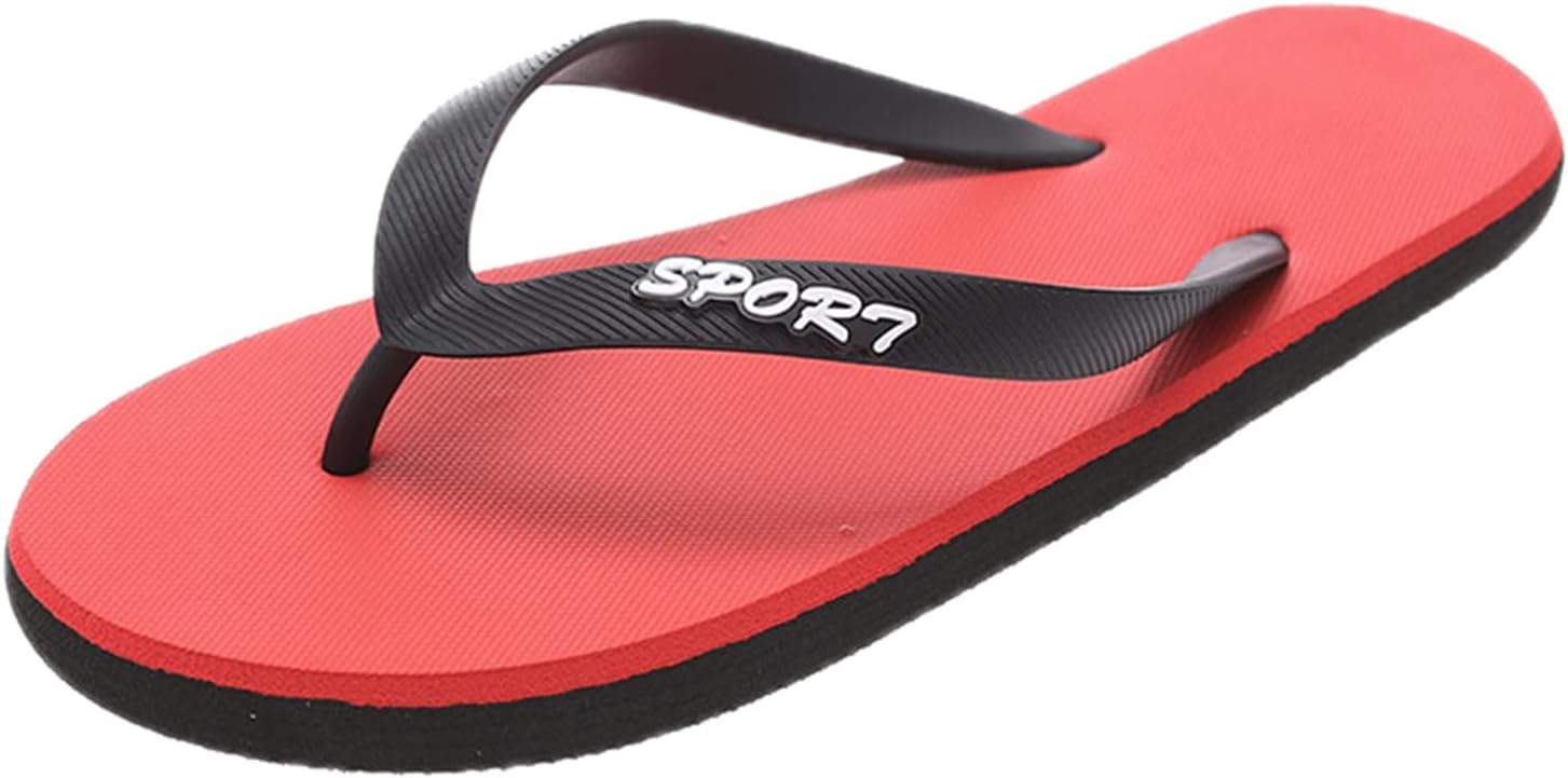

Мужские модные шлепанцы с плоским носком Пляжные шлепанцы Модные шлепанцы с открытым носком Легкие сандалии для ходьбы Generic, красный