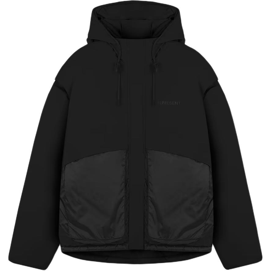 

REPRESENT Слоёная куртка-пуховик с капюшоном, Black