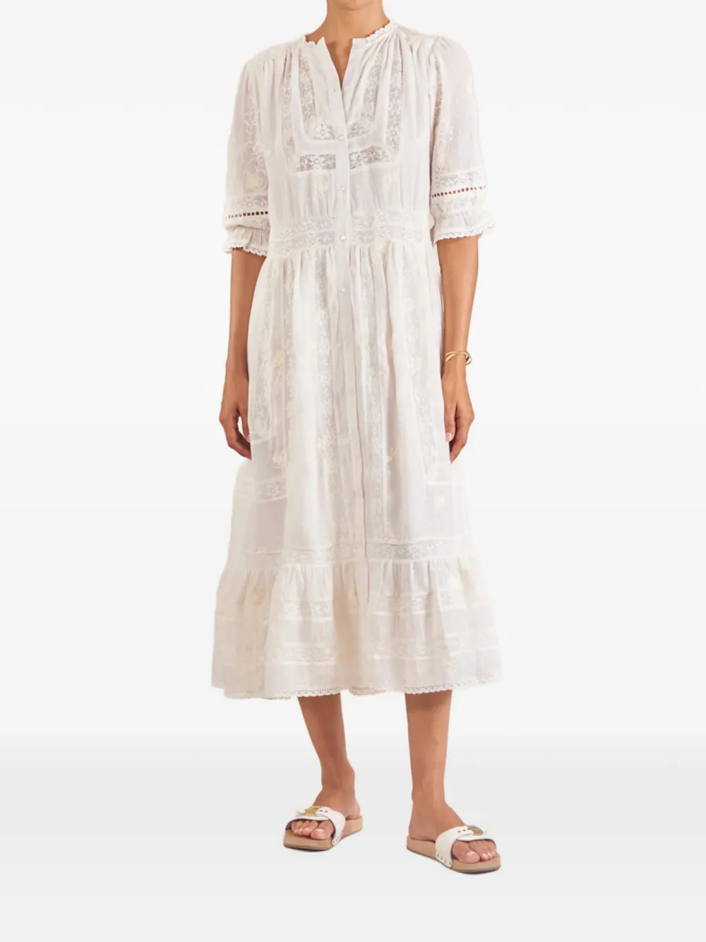 

Миди-платье с цветочным кружевом M.A.B.E, белый