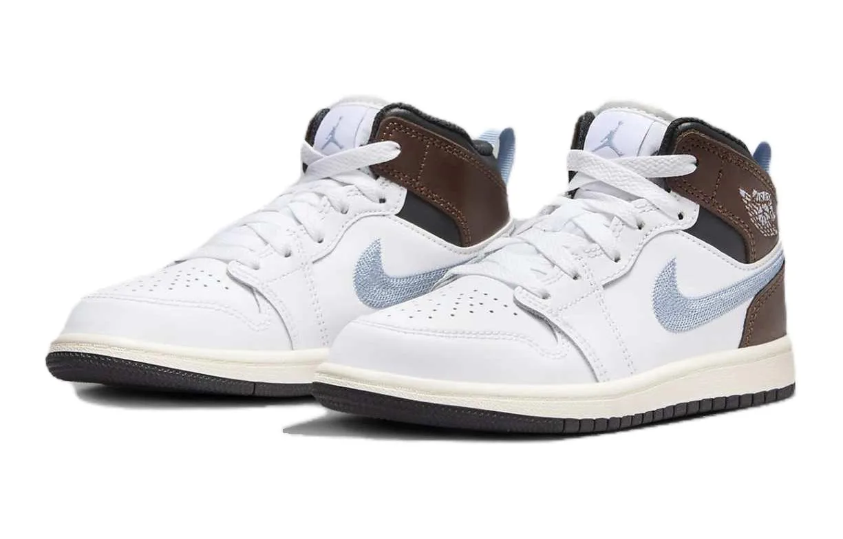Кроссовки Air 1 Mid SE с комфортной амортизацией, противоскользящей подошвой и дышащим верхом Jordan, белый коричневый — фото 4