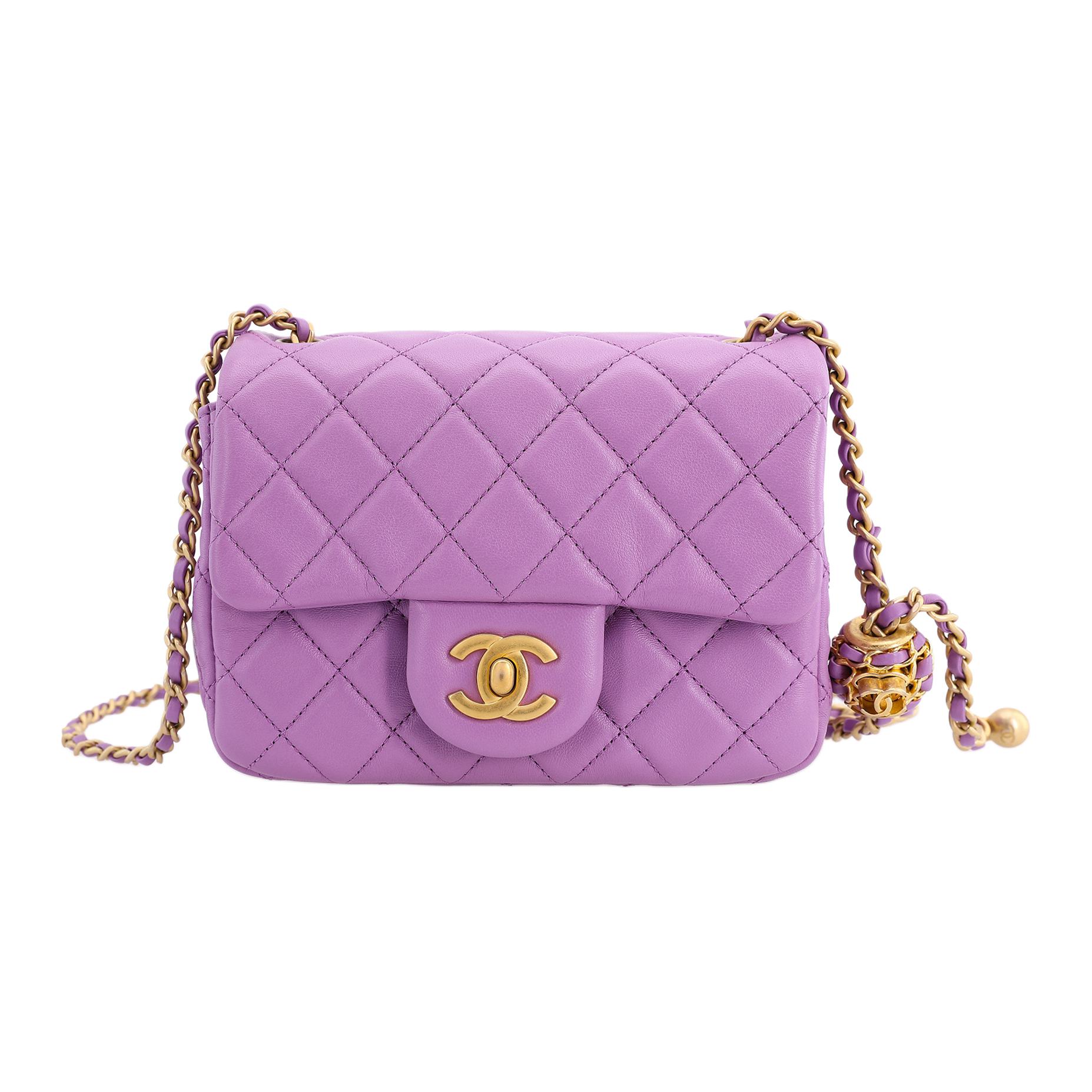 

CHANEL Женская фиолетовая сумка через плечо из овчины