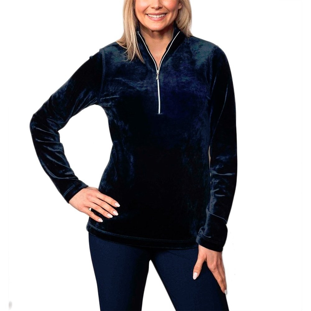 

Женский плюшевый свитер-водолазка Sno Skins с застежкой-молнией на четверть длины (женский), Navy