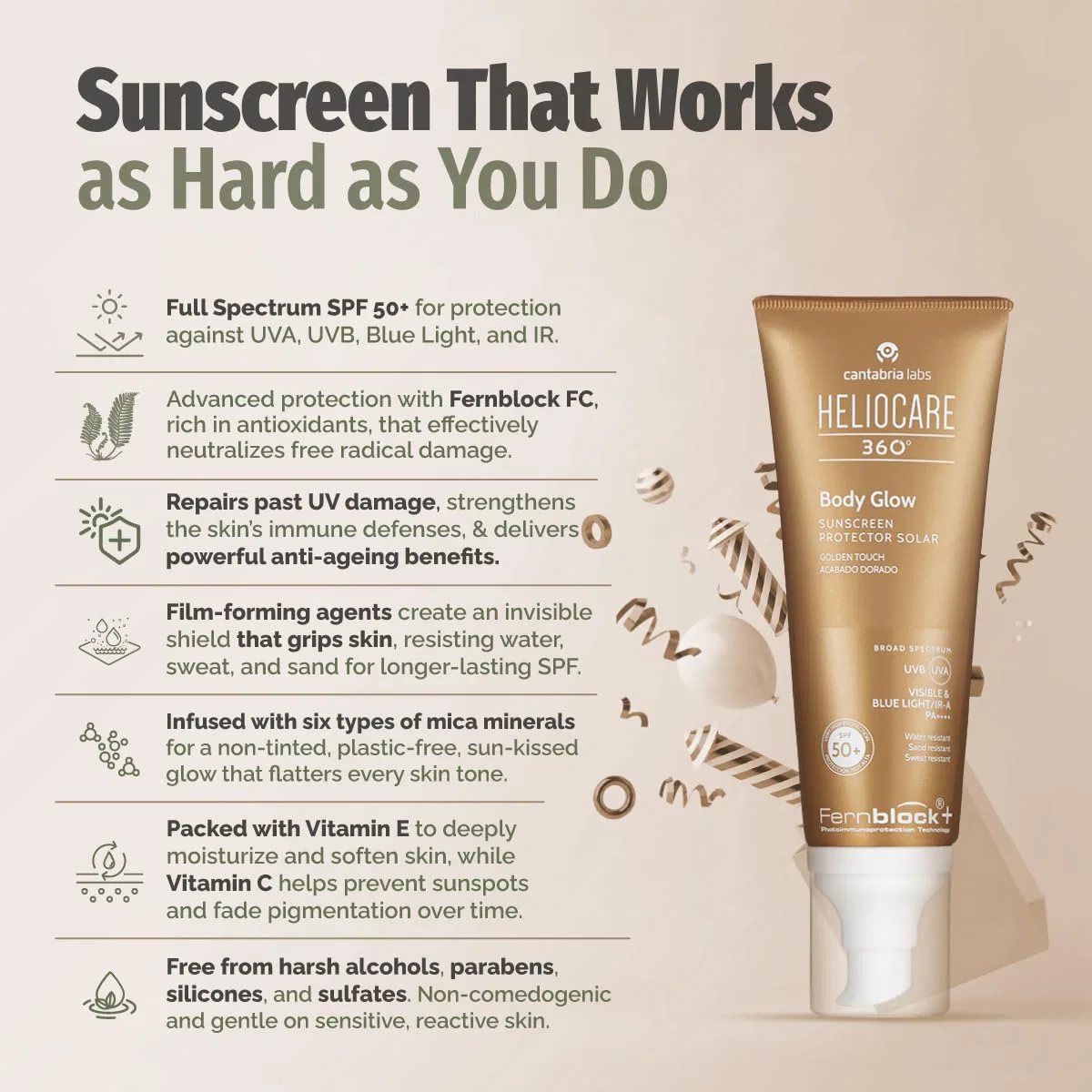 Солнцезащитный спрей для тела Heliocare 360 Body Glow SPF50 100 мл Heliocare — фото 3
