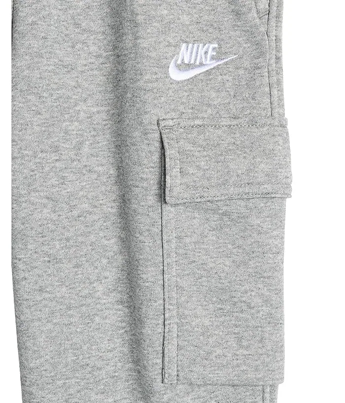 Штаны карго Nike Kids Club Fleece LBR, Dark Grey Heather/Base Grey/White — фото 3