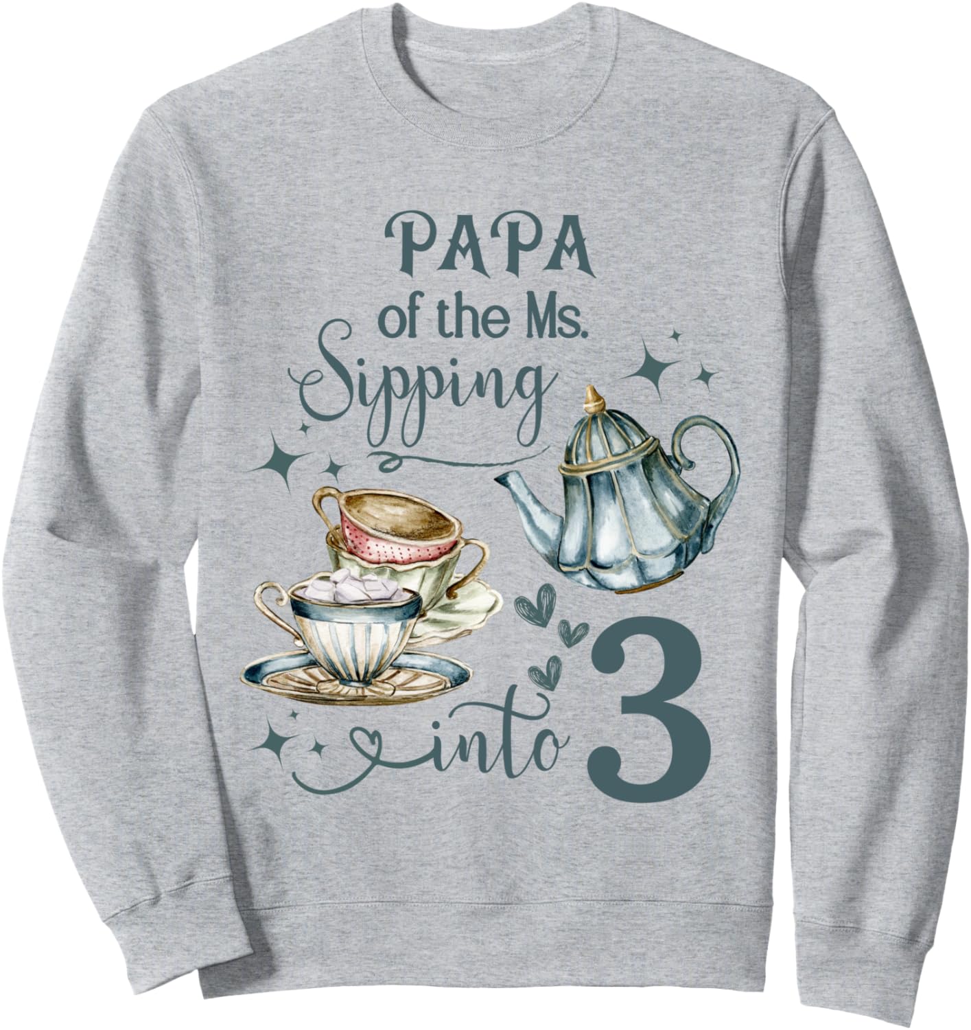 

Папа девочки, на 3-й день рождения, толстовка с изображением чайника и пастельных тонов Family Look Tea Bday Pastel Decorations Gifts, серый