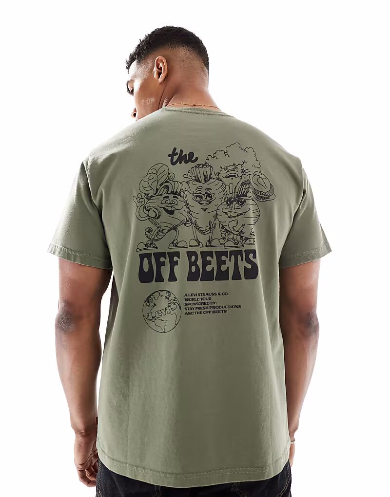

Футболка свободного кроя Levi's Off Beets с принтом на спине цвета хаки
