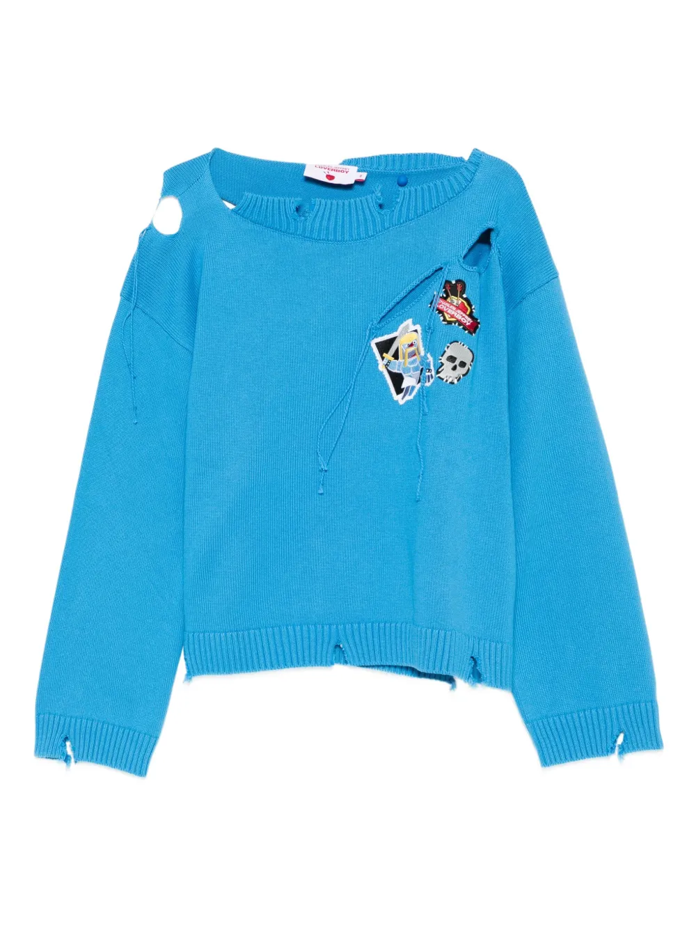 

Свитер с эффектом потертости и нашивками Charles Jeffrey Loverboy, синий