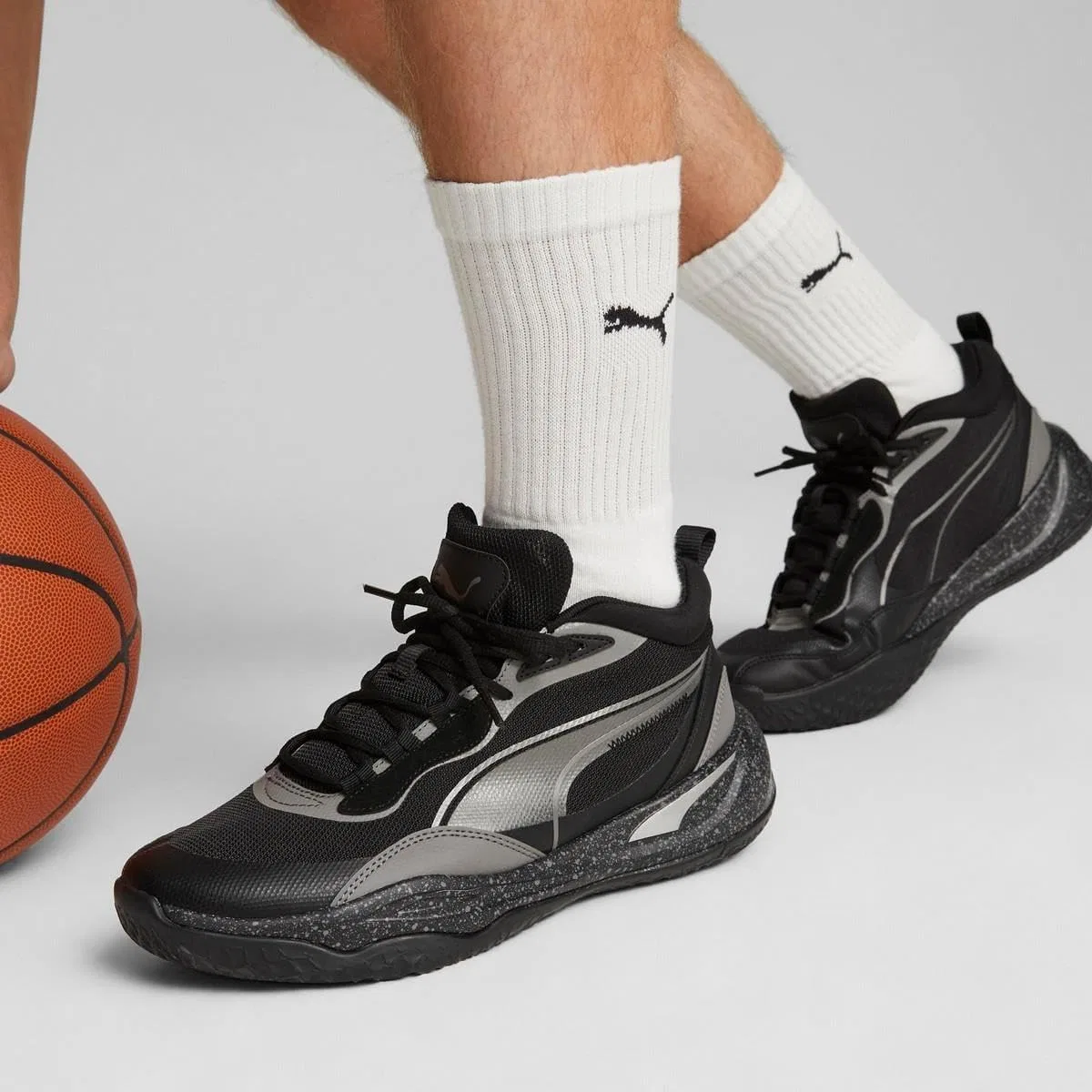 Спортивные кроссовки PUMA Unisex Playmaker Pro Trophies, Puma Silver Aged Silver Cast Iron Puma Black — фото 2
