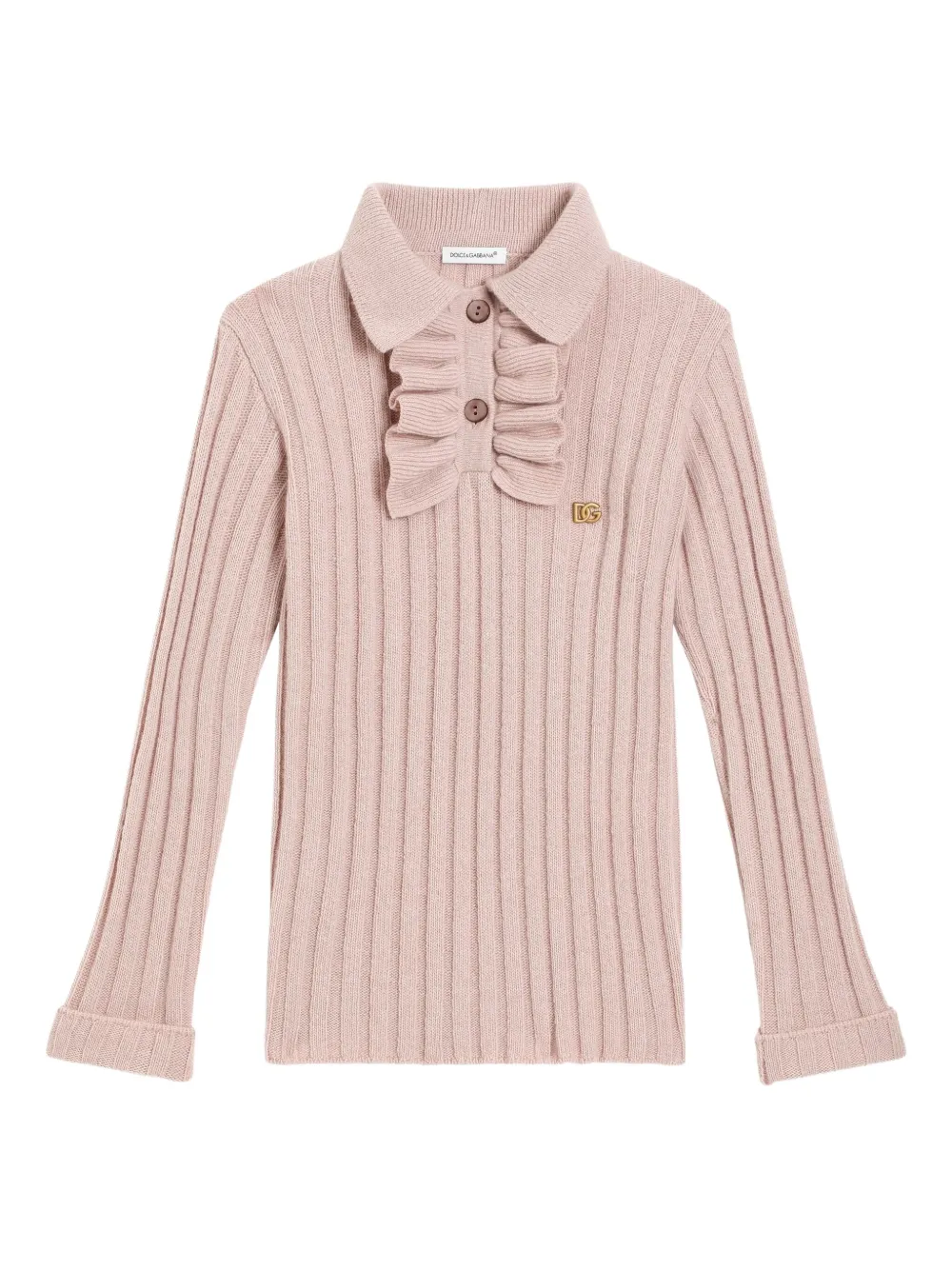 

Рубашка поло в рубчик с длинными рукавами Dolce & Gabbana Kids, розовый
