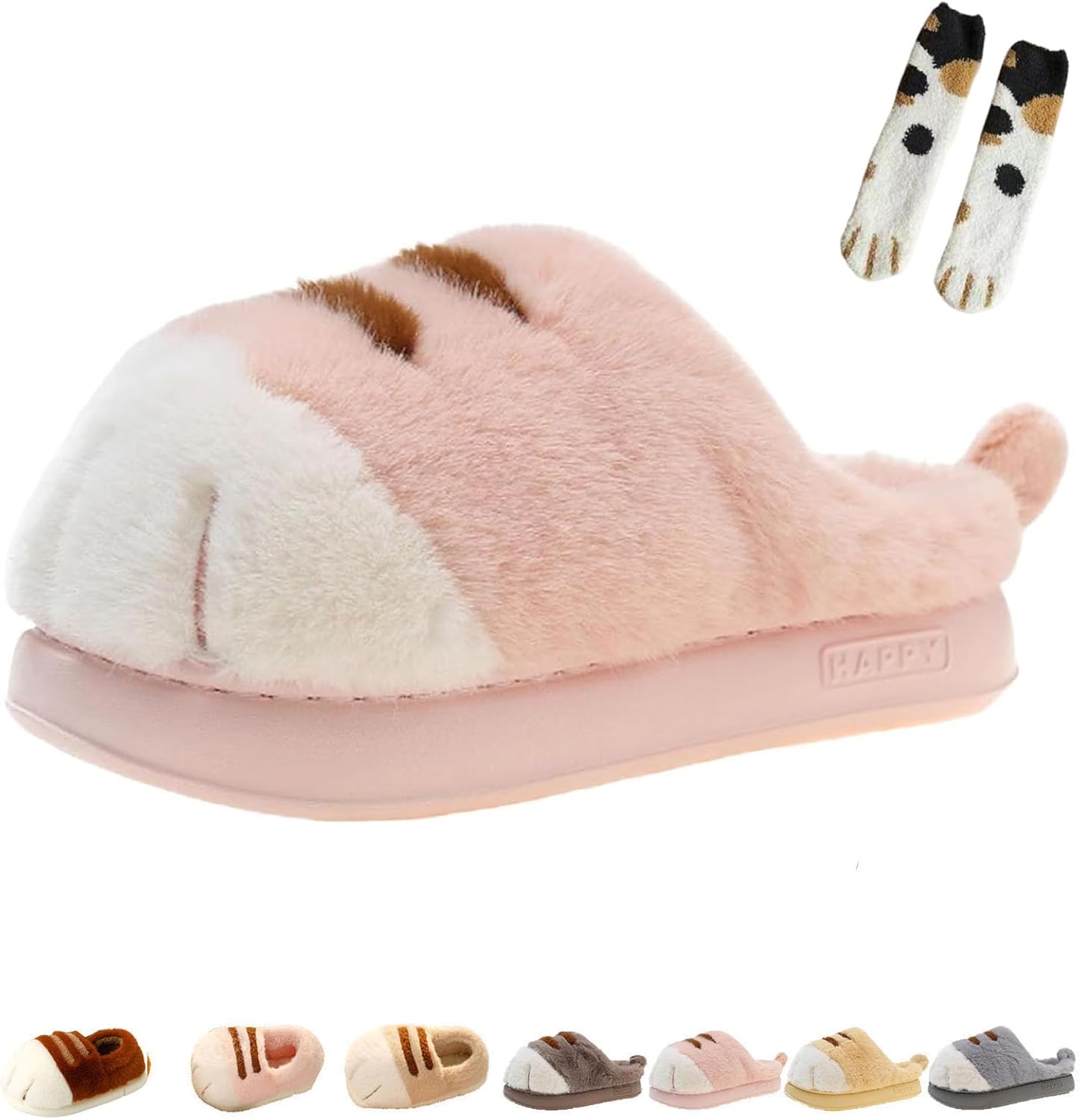 

Тапочки в виде кошачьих лапок для женщин и мужчин Generic, розовый