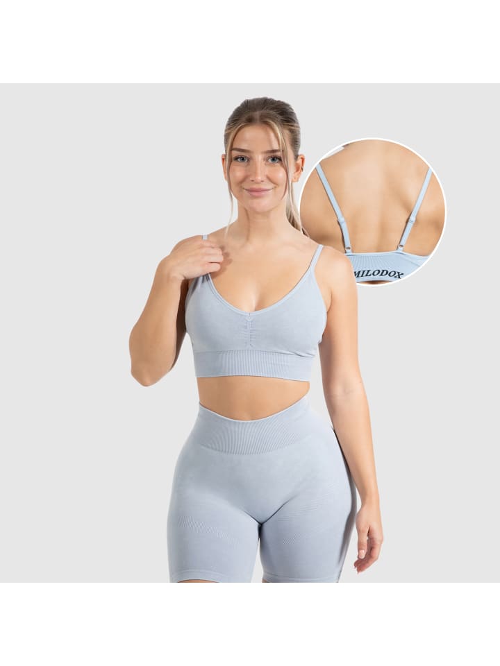 

SMILODOX Спортивный бюстгальтер Batik Acid Vera Scrunch, светло-голубой