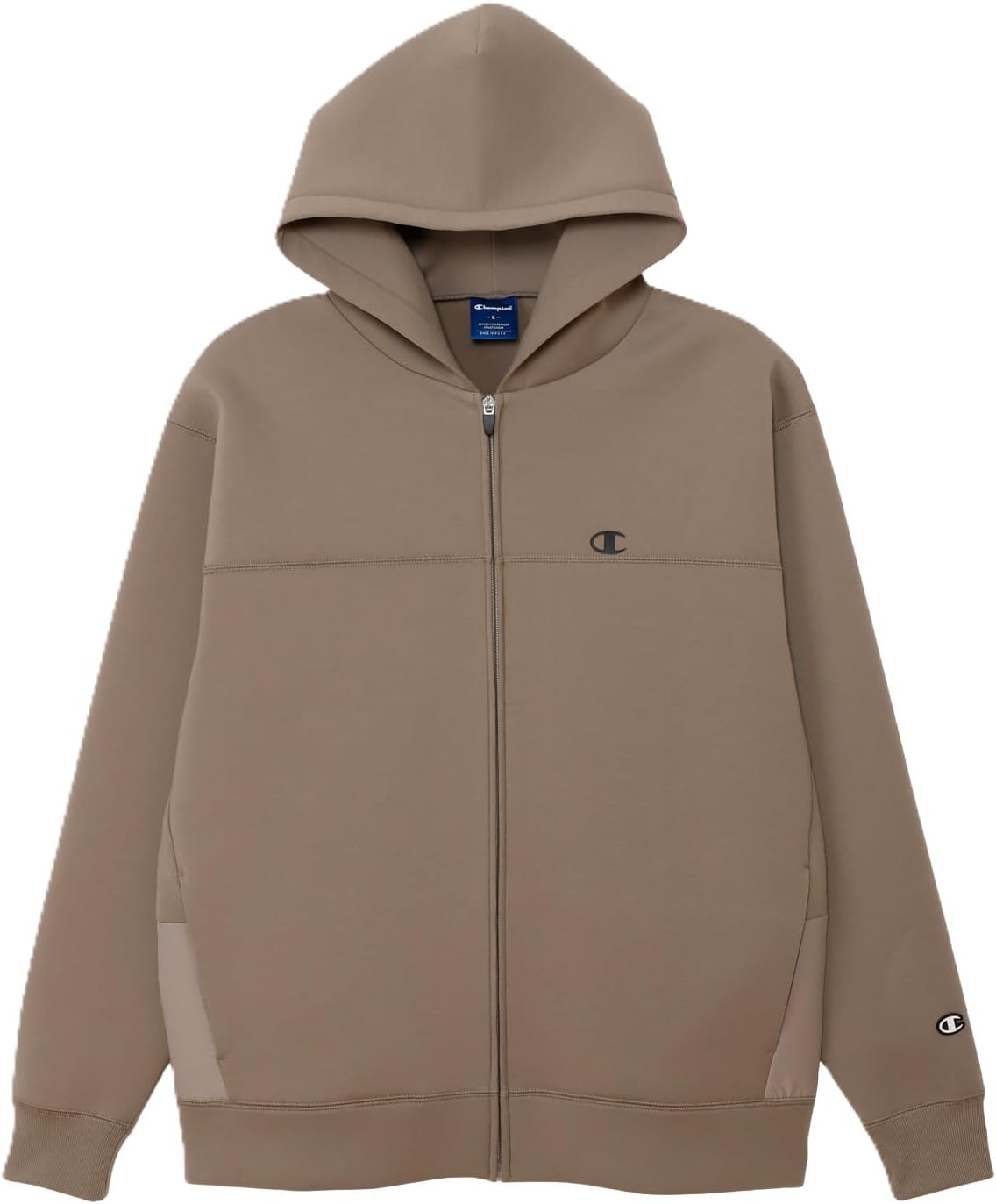 

Мужская толстовка Champion C3-CS111/C3-CS111L с длинным рукавом, эластичным термопринтом и технологичным плетением, 3 размера, на молнии и с капюшоном, бежевый