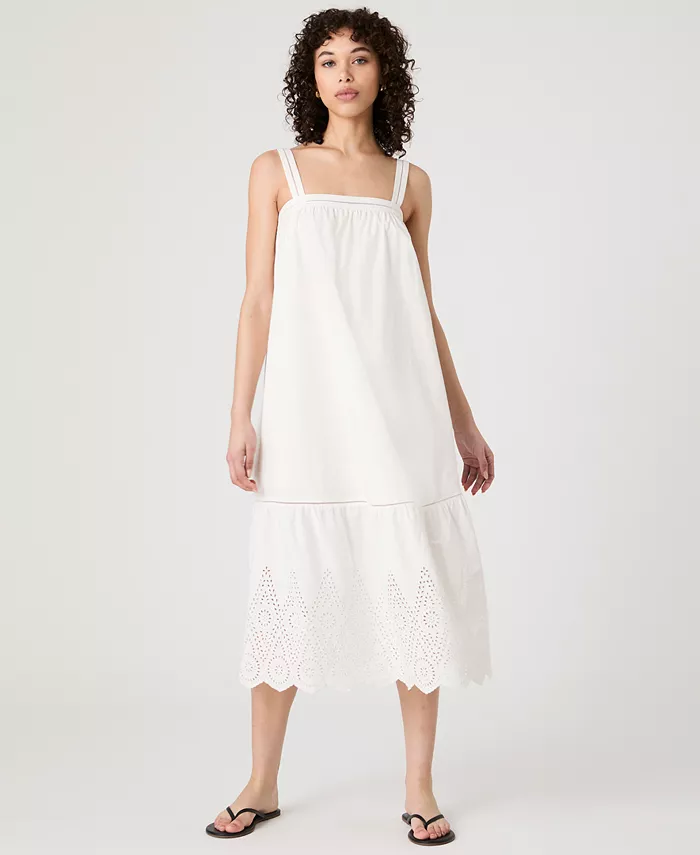 

Женское хлопковое платье миди с люверсами French Connection, белый