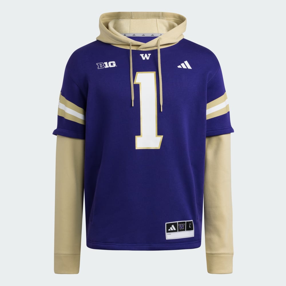 

Спортивное худи Adidas Washington Huskies Football Jersey Hoodie, цвет Team College Purple/White/Team Sand