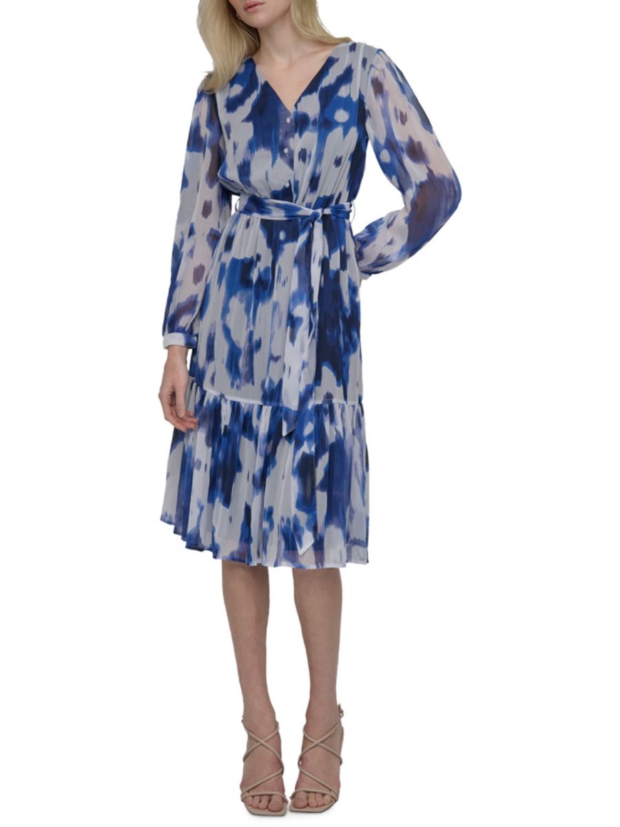 

Платье из шифона с принтом DKNY, цвет Blue Multicolor