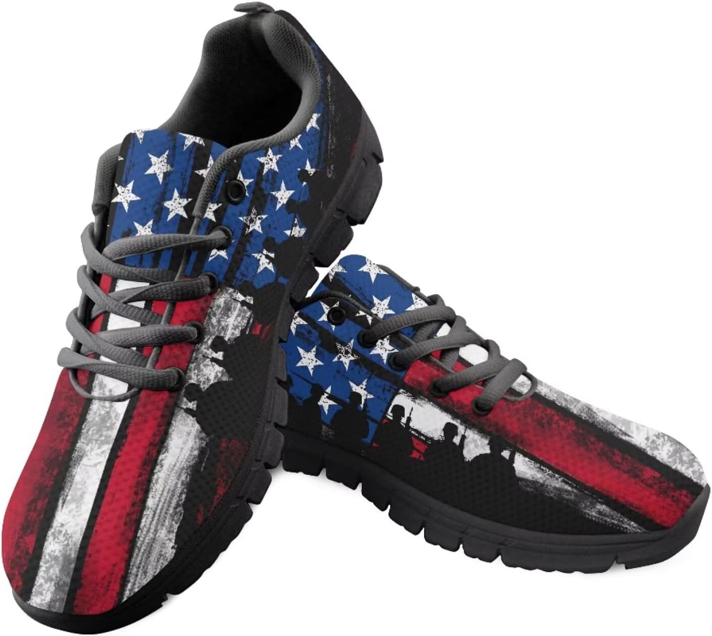 

Кроссовки с американским флагом для мужчин и женщин, кеды, для бега, прогулок и тенниса на День независимости, 4 июля Getelinseng, Retro American Flag